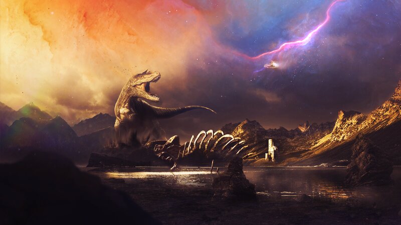 Giant Dinosaur Roaring — Orange