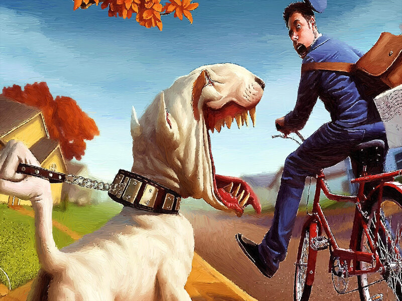 Giant Dog Chasing Cyclist