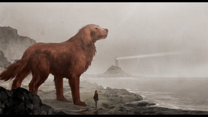 Giant Dog on Beach — Brown