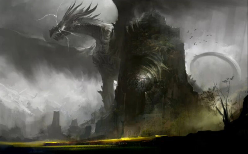 giant dragon in a storm