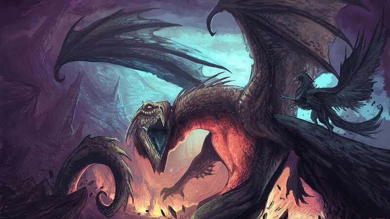 Giant Dragon in Cave — Purple
