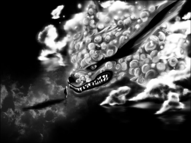 Giant Dragon in Clouds