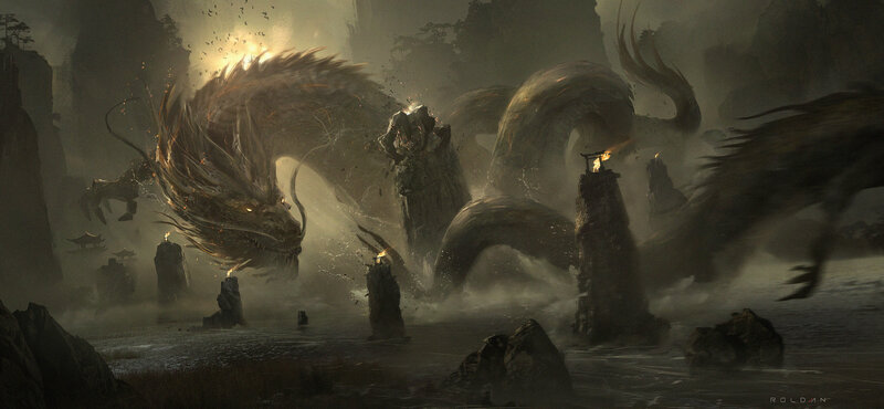 Giant Dragon in Mist