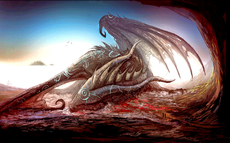 Giant Dragon Lying Down — Brown