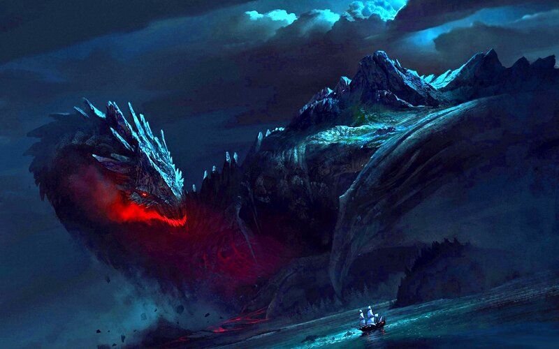 Giant Dragon on Mountains
