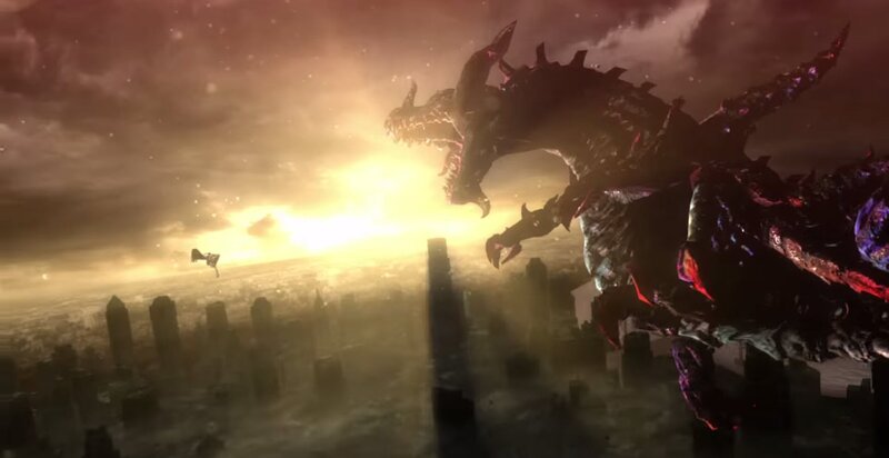 Giant Dragon over City — Orange