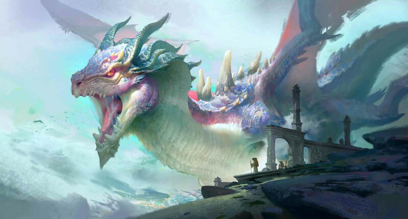 Giant Dragon Roaring — White
