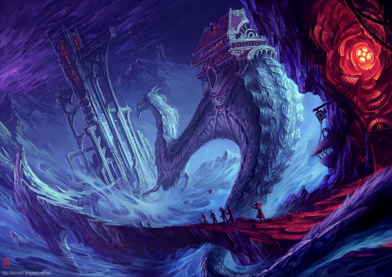 Giant Dragon with Castle