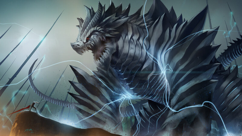 Giant Dragon with Lightning