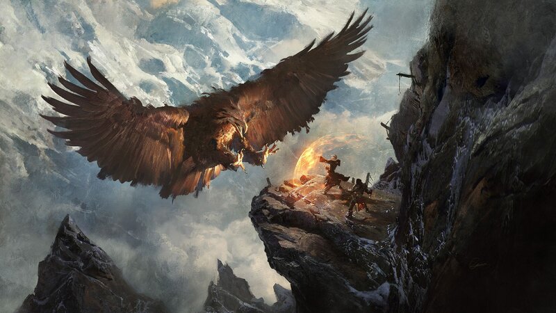 Giant Eagle Attacking Warriors