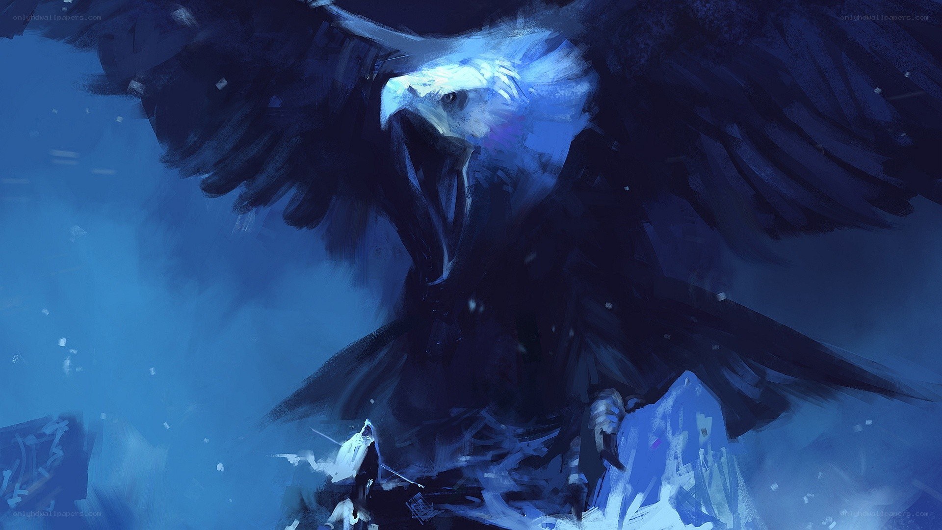 Giant eagle attacks warrior