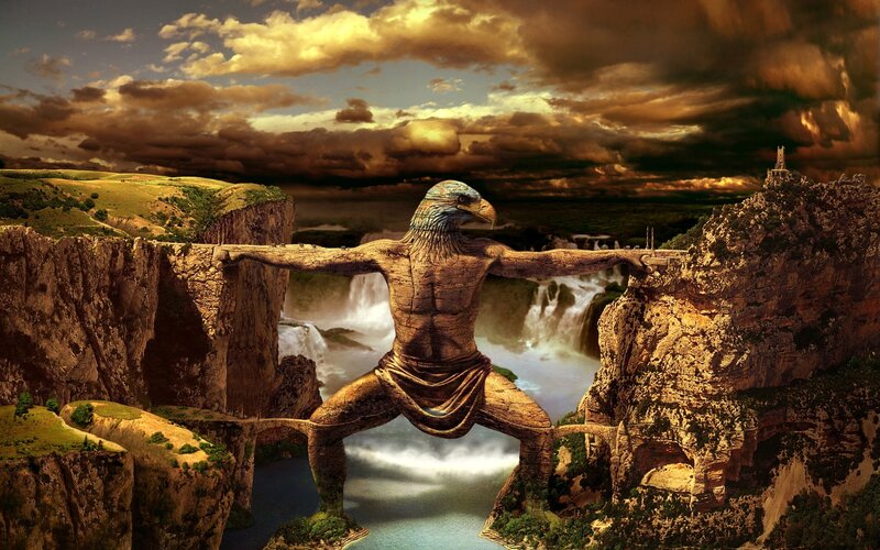 giant eagle statue bridge