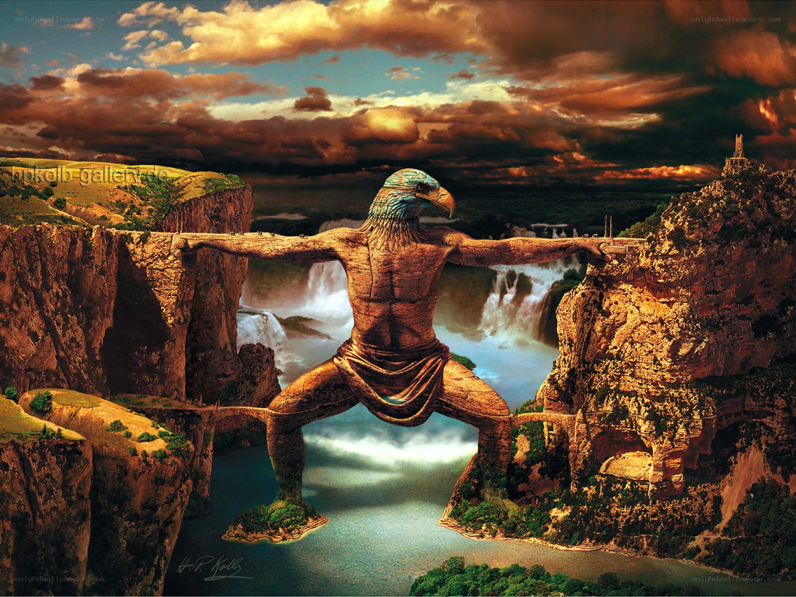 giant eagle statue bridge