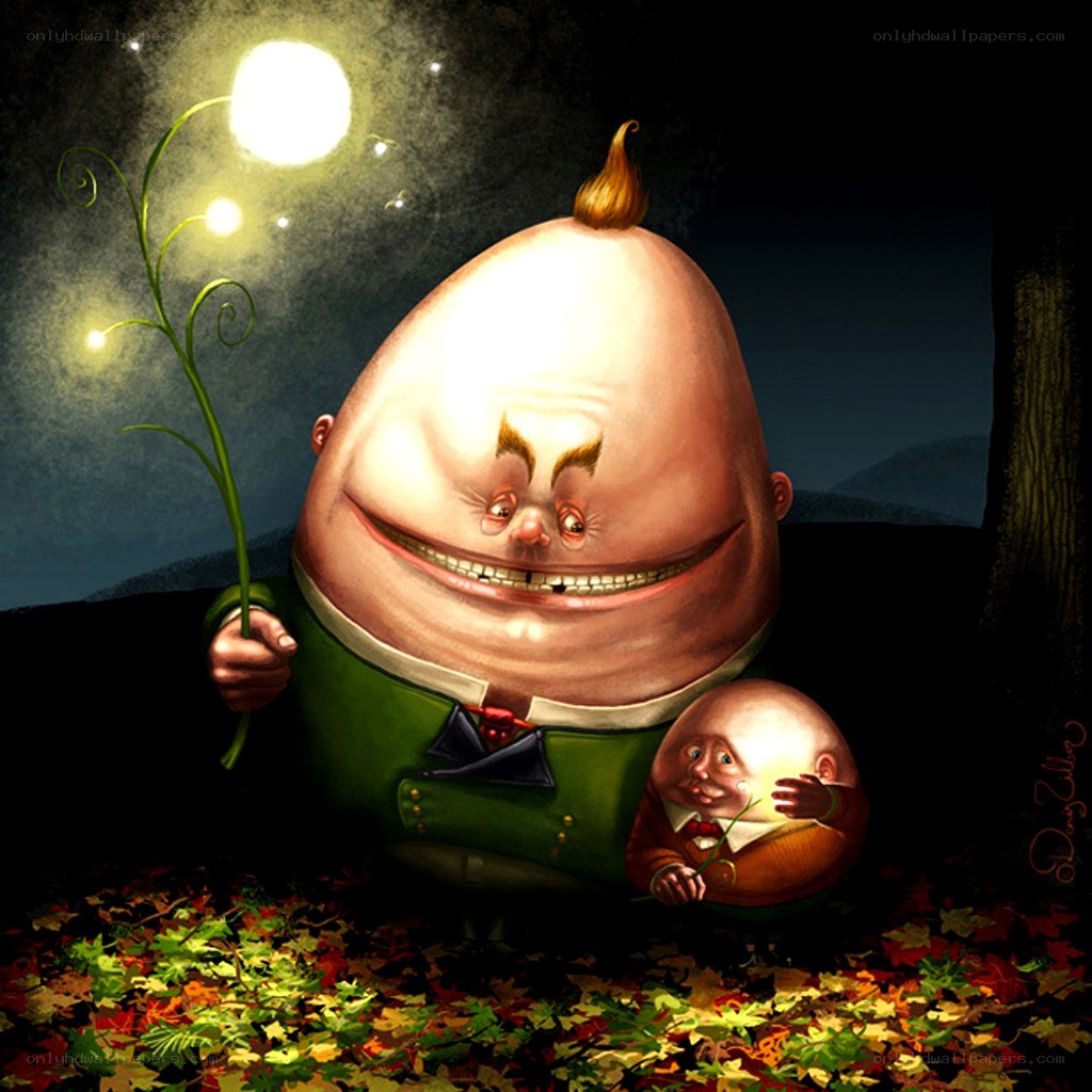 Giant egg man with glowing plant