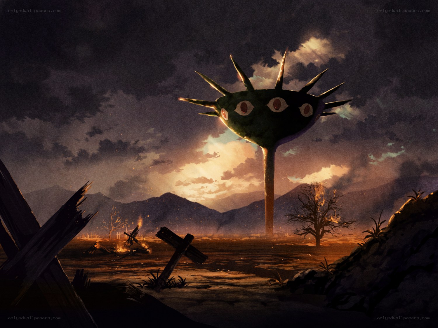 Giant eye monster in wasteland