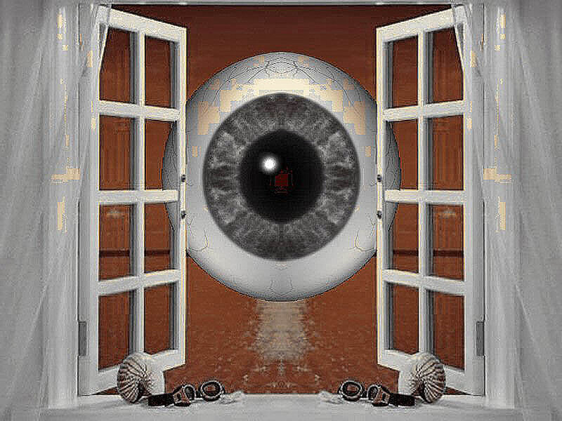 giant eye through window