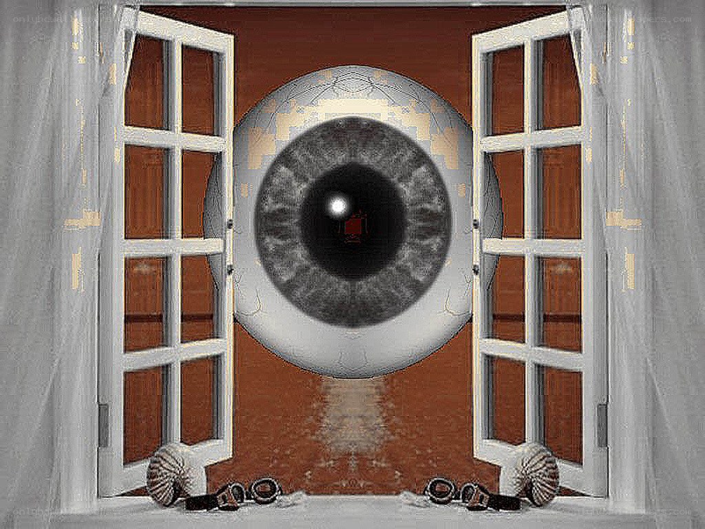giant eye through window
