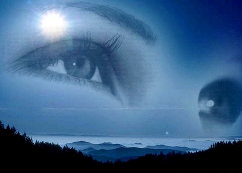 Giant Eyes over Landscape