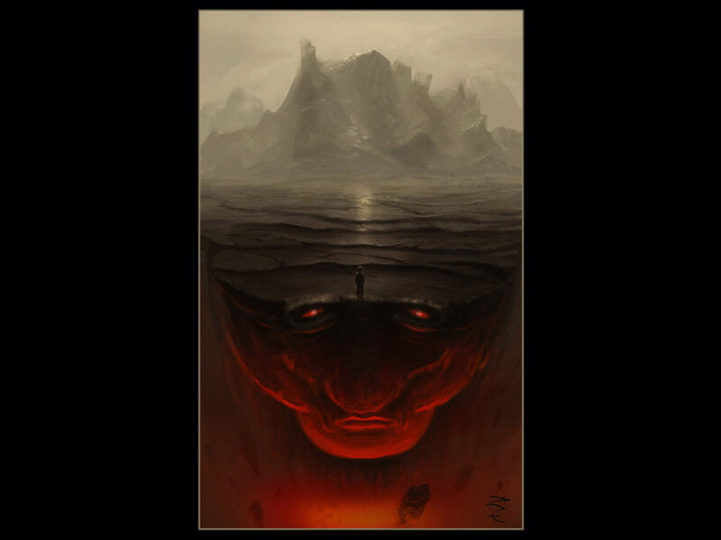 Giant Face in Landscape