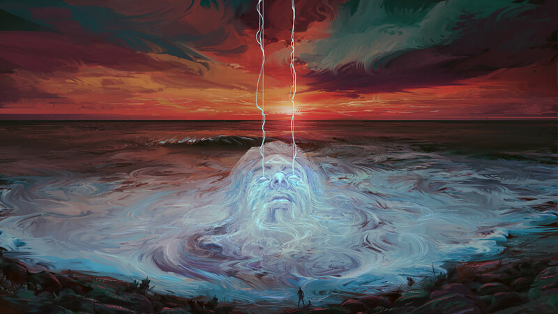 Giant Face in Ocean