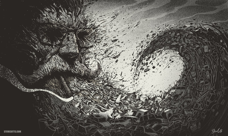 Giant Face with Trash Wave