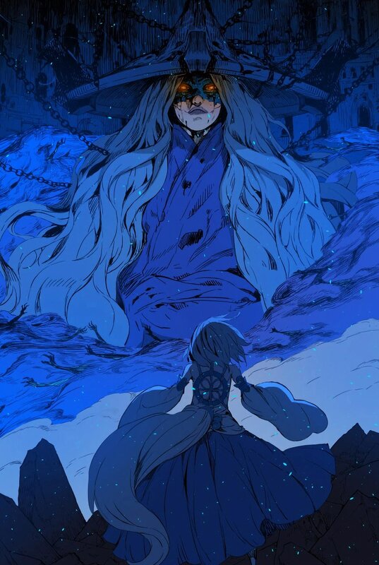 Giant Figure with Glowing Eyes