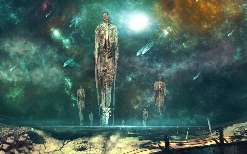 Giant figures in a cosmic landscape