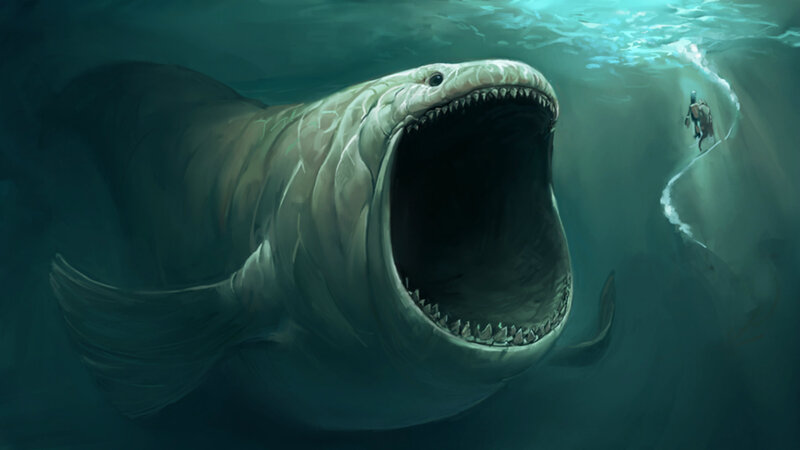 Giant Fish Attacking Diver