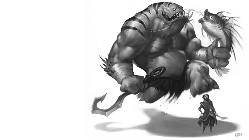 giant fish-man with hook