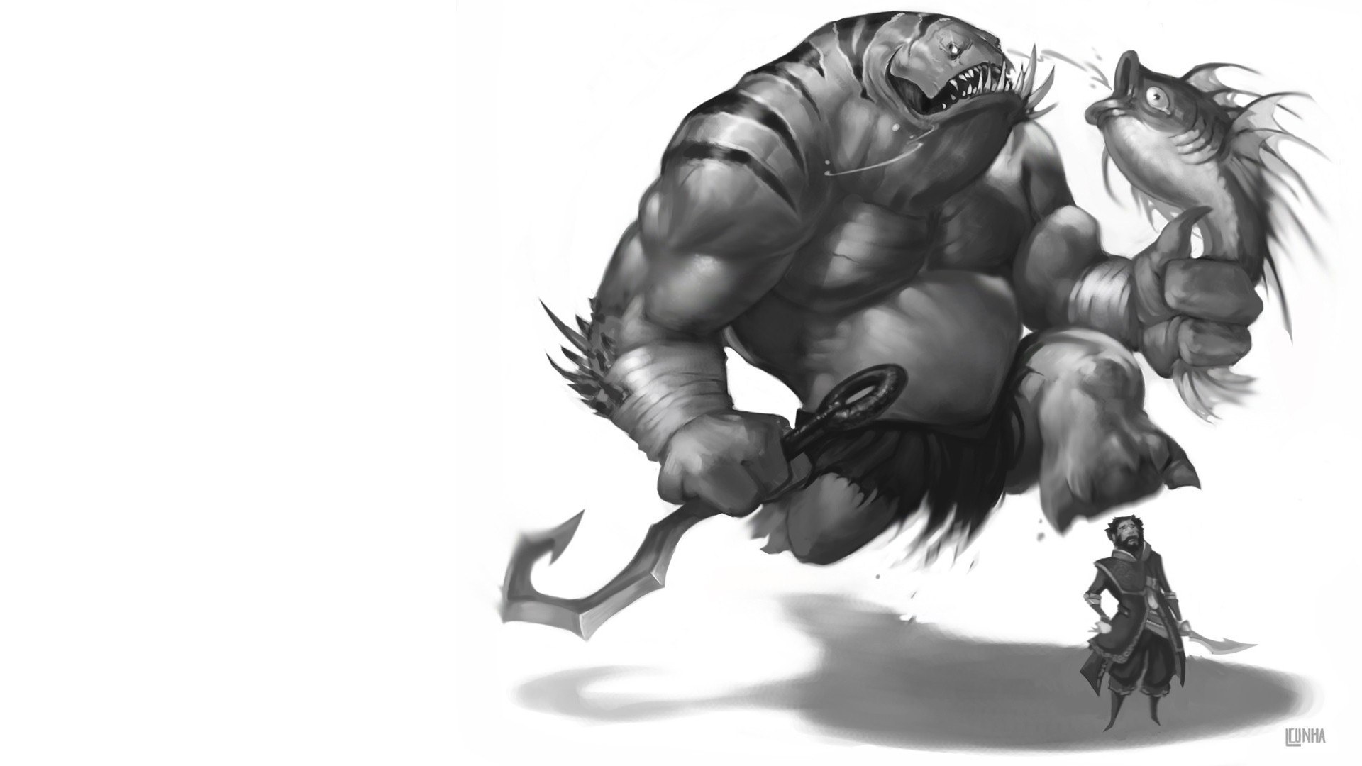 giant fish-man with hook