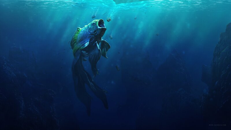 Giant Fish Underwater — Blue, Dramatic