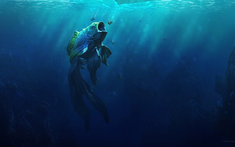 Giant Fish Underwater — Blue