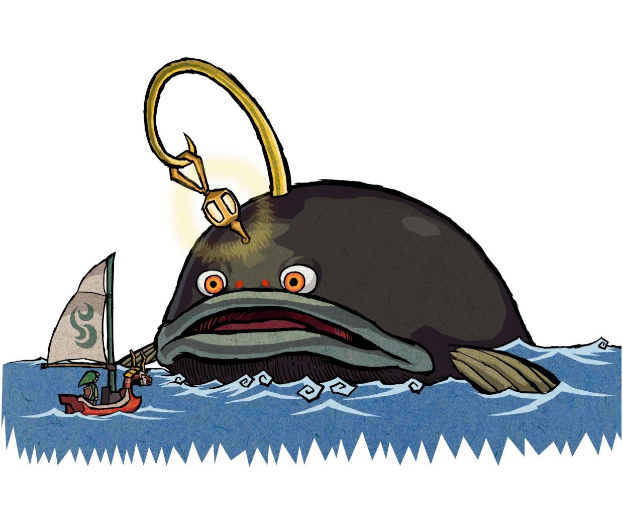 Giant fish with fishing hook