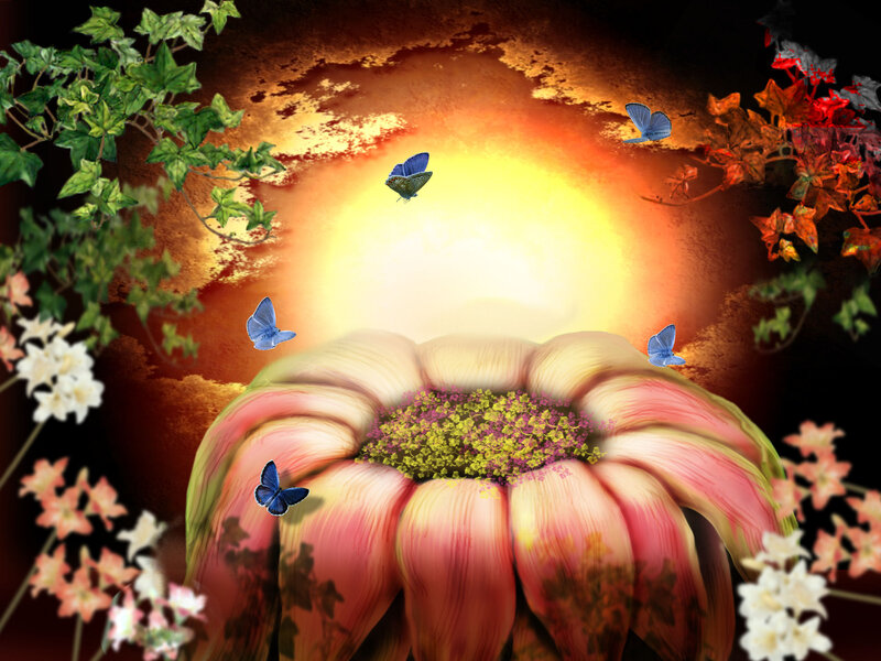 Giant Flower with Butterflies