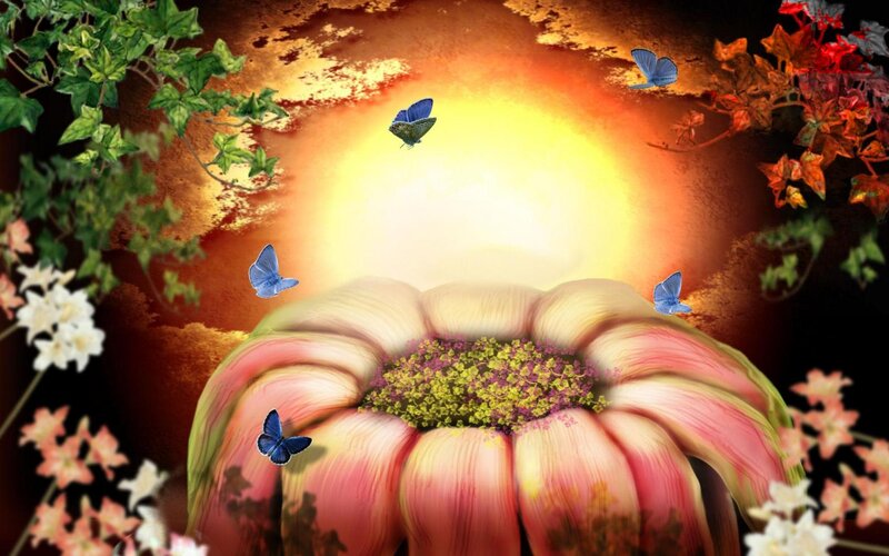 Giant Flower with Butterflies — Yellow
