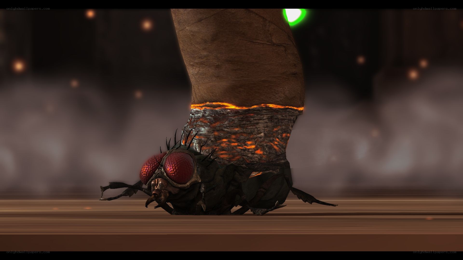 giant foot crushing a fly
