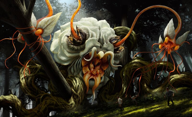 Giant forest monster with tentacles
