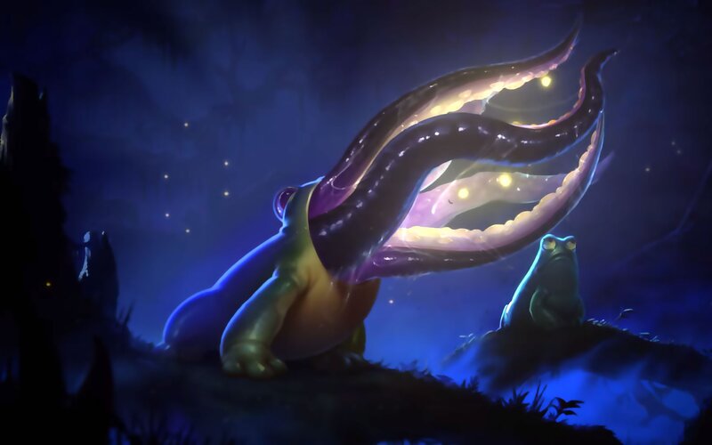 Giant Frog with Glowing Tentacles