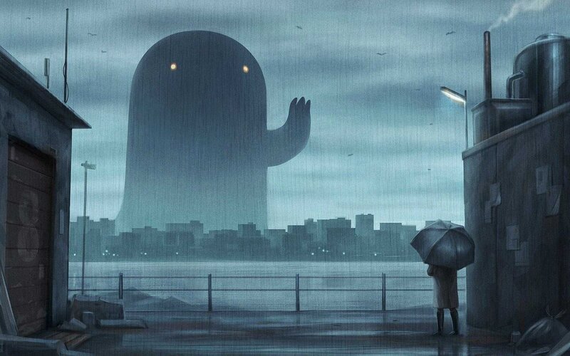 Giant Ghost Figure — Blue