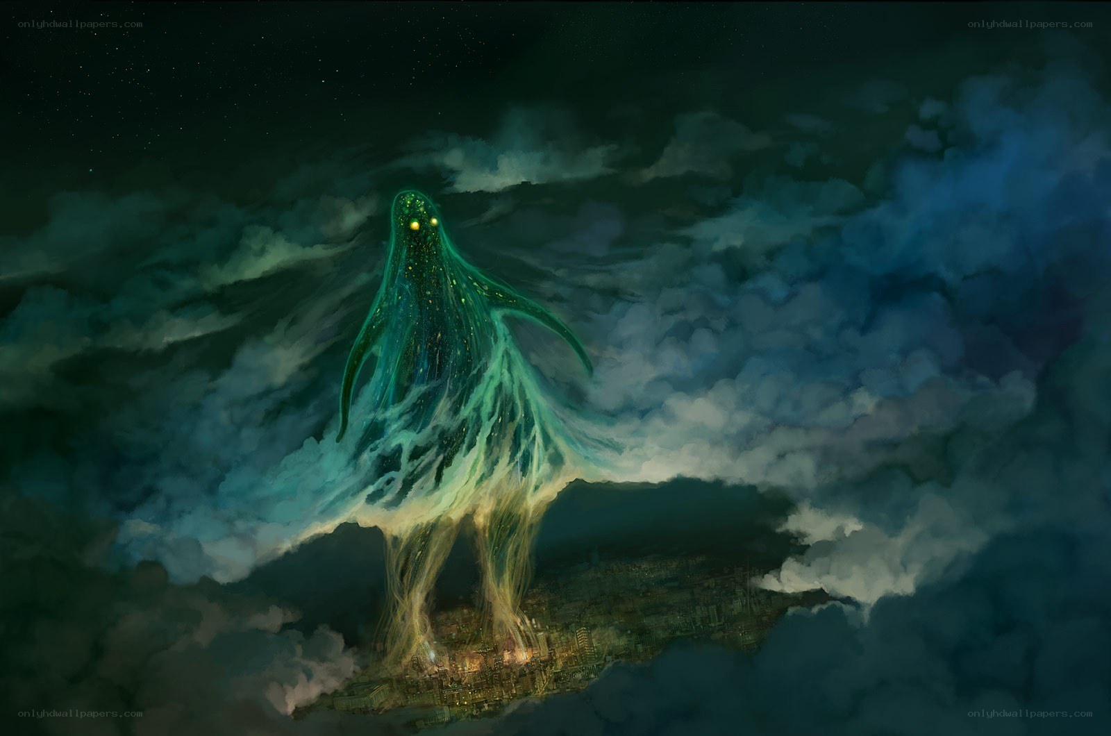 Giant ghost over city