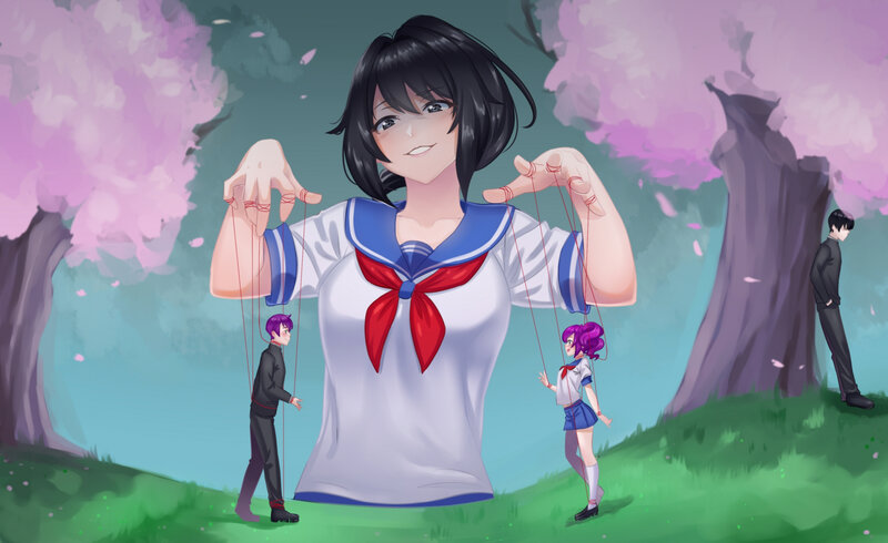 Giant Girl Controlling Puppets