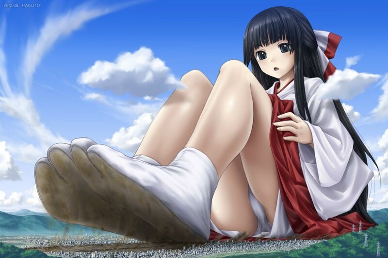 giant girl in traditional clothing