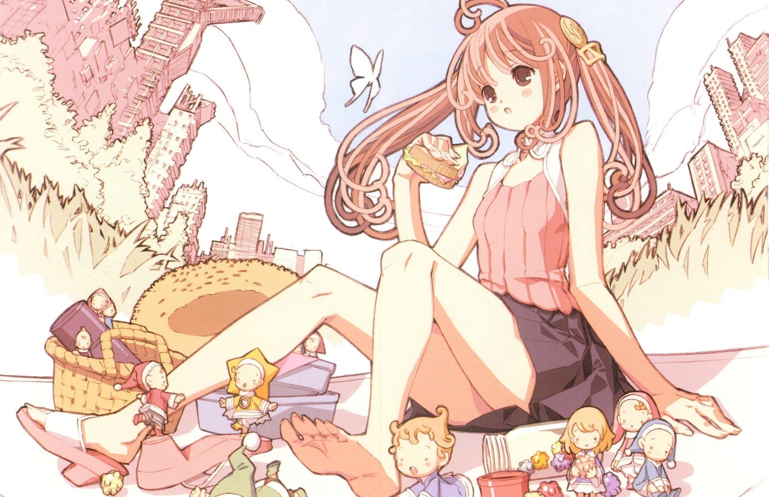 giant girl with dolls