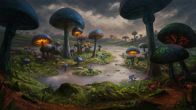 Giant Glowing Mushrooms — Green