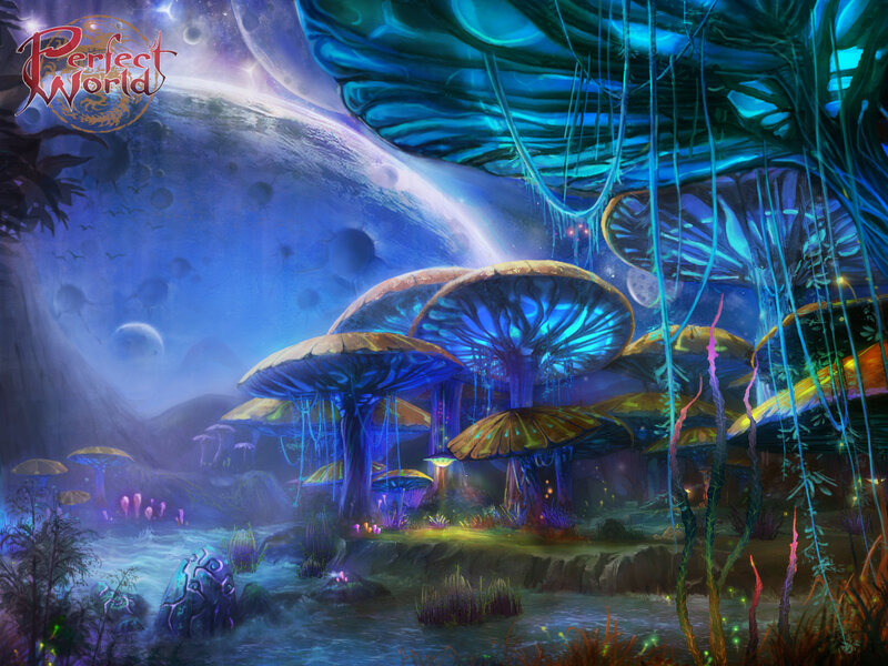 Giant Glowing Mushrooms