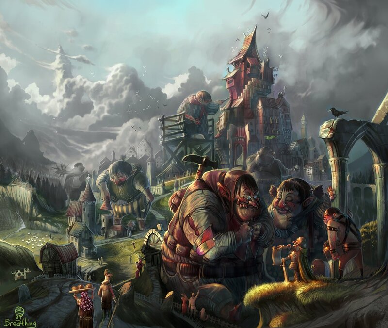 Giant Goblins in a Fantasy Village