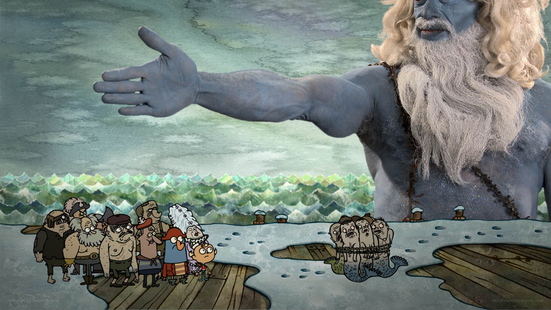 giant god on a ship