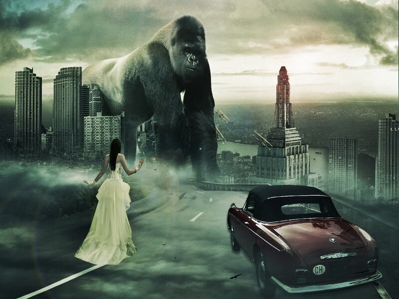 Giant Gorilla in City — Green