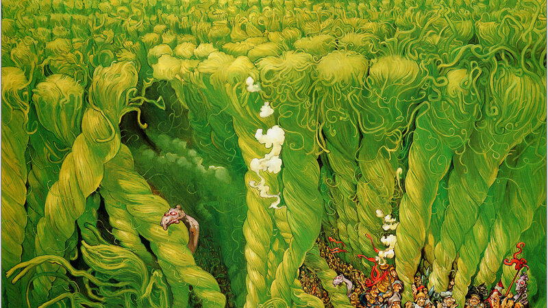 Giant green beanstalk