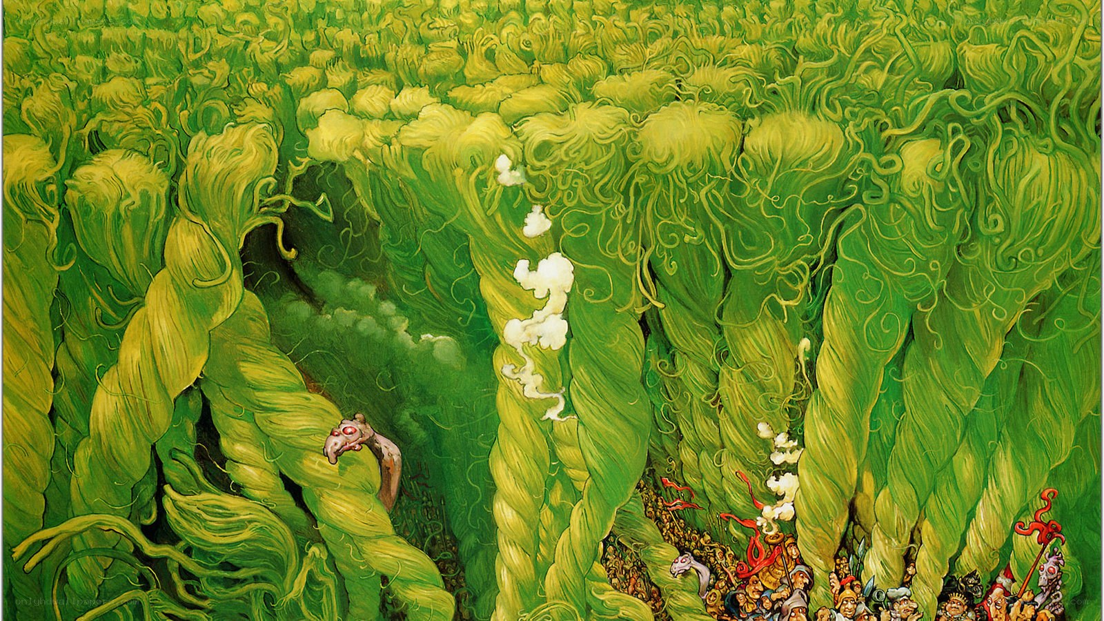 Giant green beanstalk